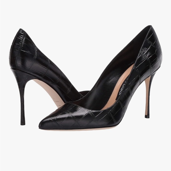 Sergio Rossi Shoes - Sergio Rossi Godiva Black Croc Alligator Pumps Heels 5 35.5 35 1/2